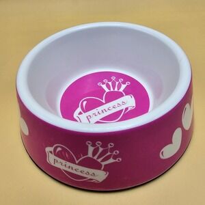 Top Paw Pink Princess Dog Cat Bowl Hearts Crown